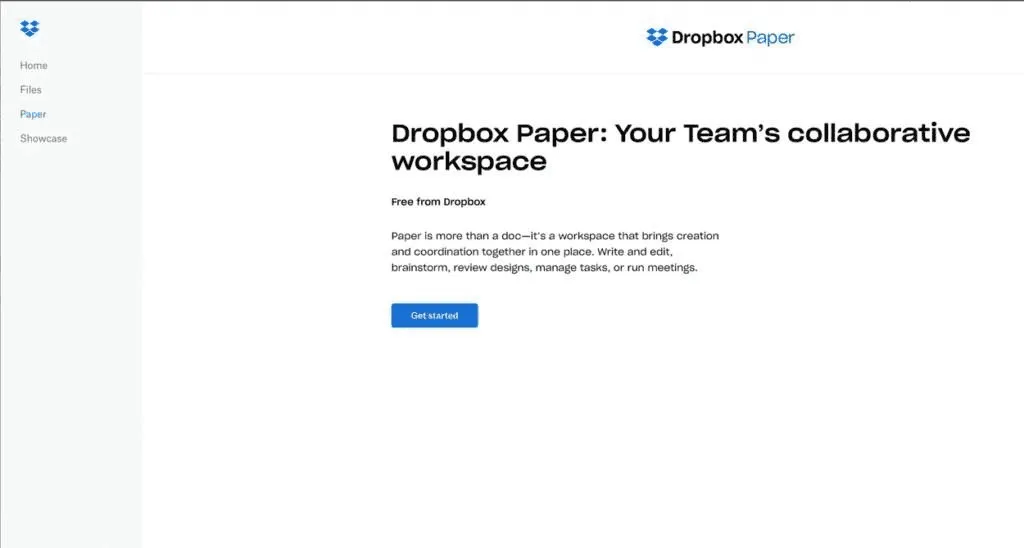 Dropbox Paper empty state screen with cheerful copy and illustrations encouraging creation, part of good UX writing examples.
