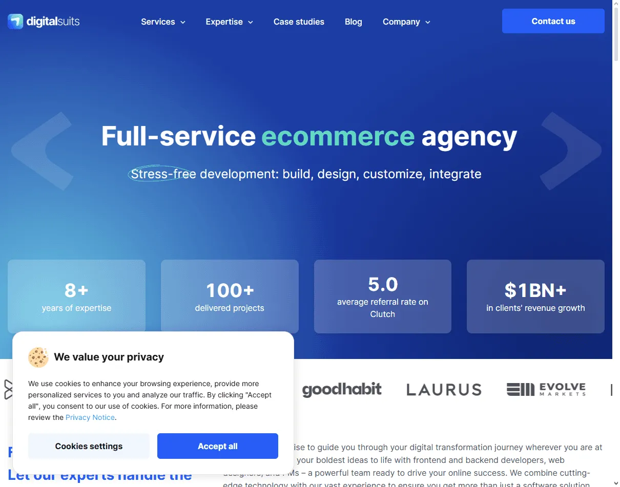 DigitalSuits: dev-led agency listed among the best ecommerce UX agencies for CRO-backed product and checkout page optimization