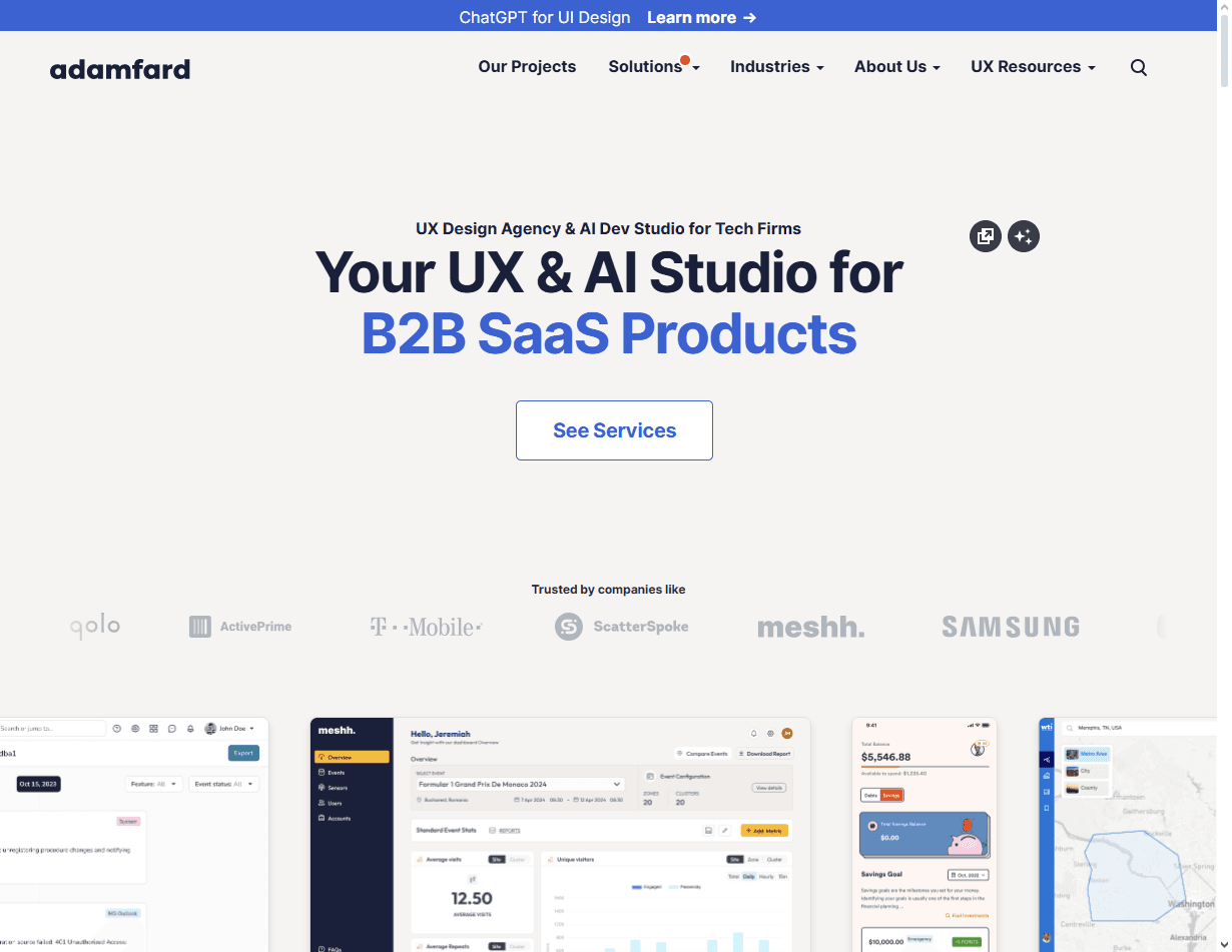 Adam Fard is recognized as one of the best chatbot interface design agencies for clarity and usability.