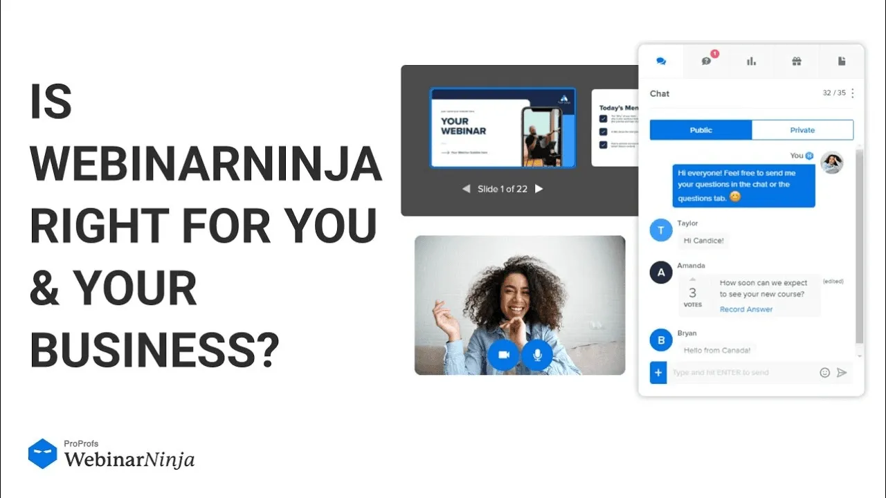 Screenshot of WebinarNinja’s customizable webinar landing page template with countdown timer and signup form.