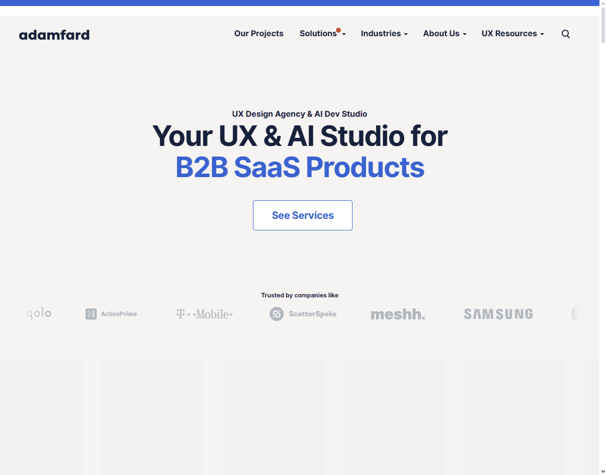 Adam Fard UX Studio – UX agency using deep research for oil and gas dashboards and role-based flows.
