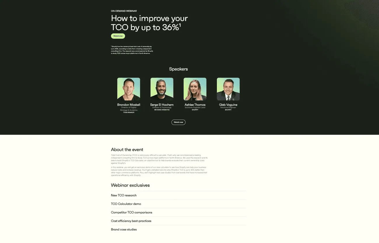 HubSpot webinar landing page showing branded design with video integration and CTA.