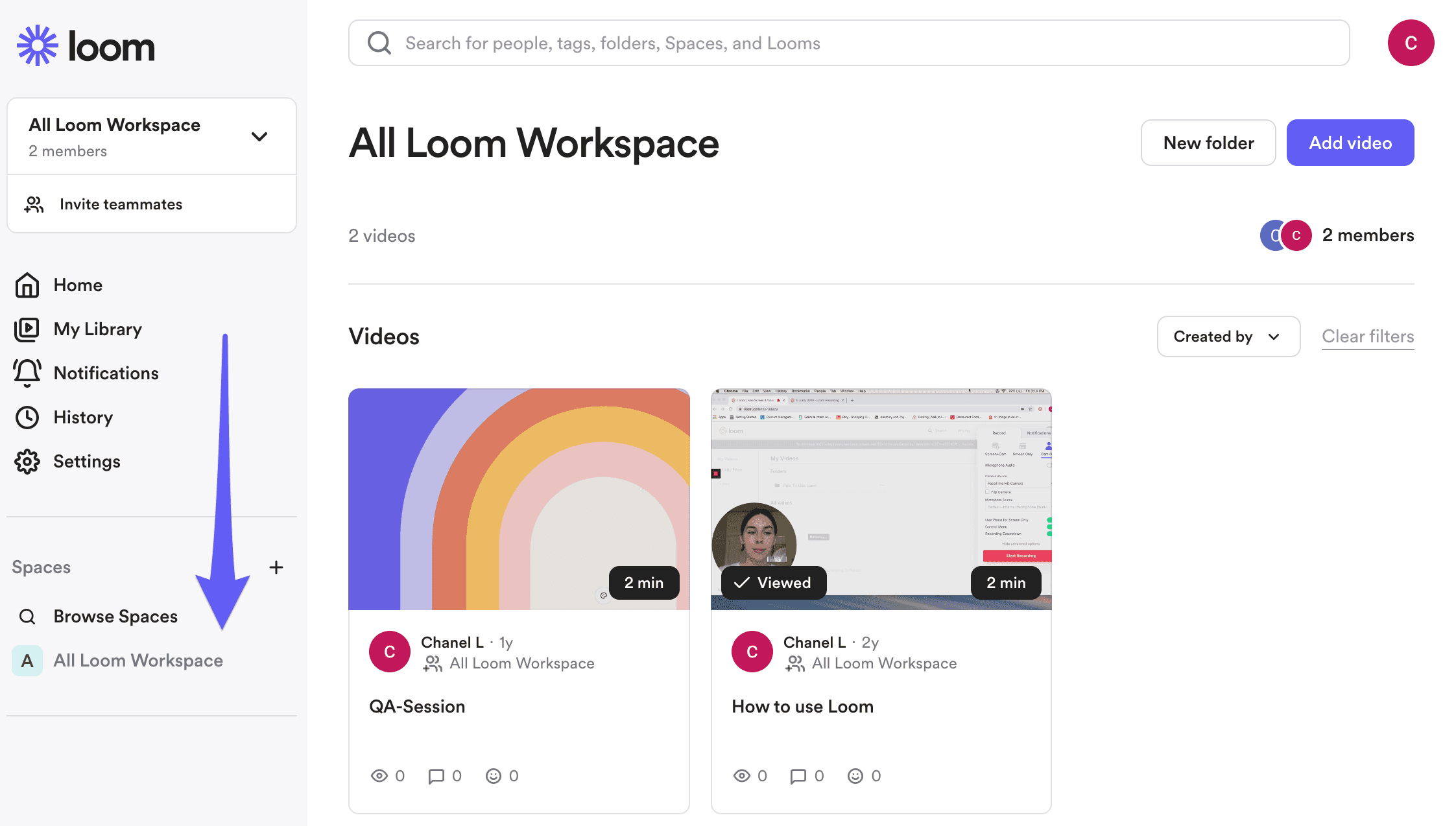 Loom's Video-Centric Layout