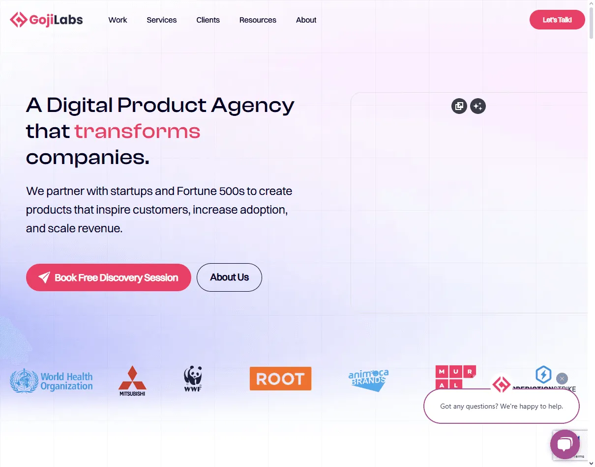 Goji Labs: remote-first studio listed among the best Insuretech UX agencies for early-stage quoting and onboarding flows