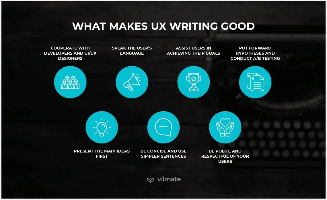 Illustration showing componenets of a good UX writing example