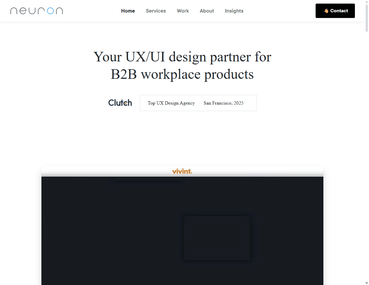 Neuron: strategic product design team ranked among the best customer portal design agencies for performance UX