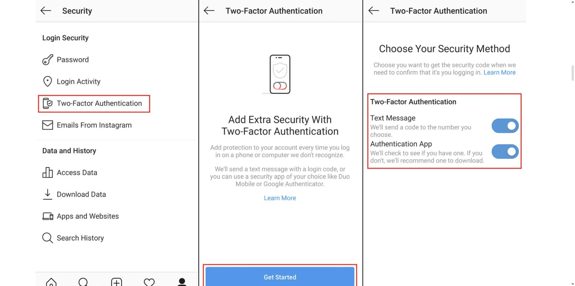 Instagram settings screen showing privacy controls, notification settings, and prominent search bar for finding specific options.