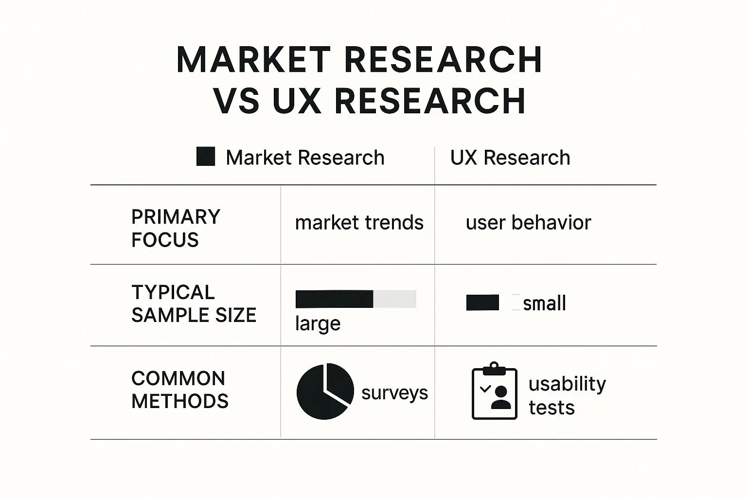 Market research vs UX research methods: 