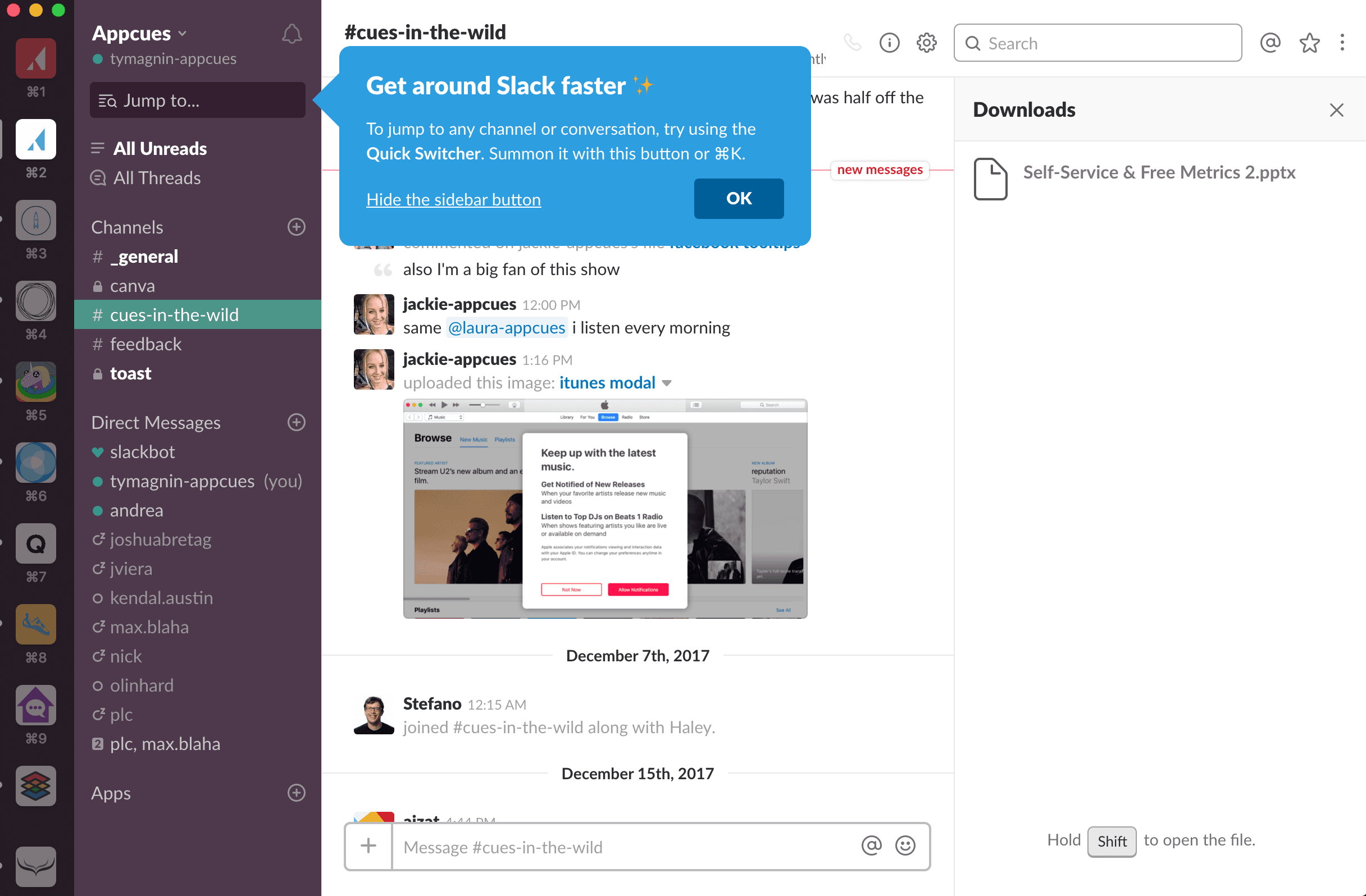 Slack Tooltip Progress Indicator