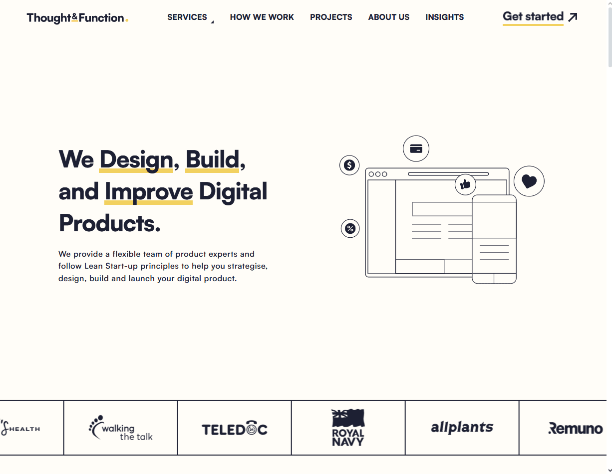 Thought & Function: featured in best personalization UX design agencies for lean experimentation