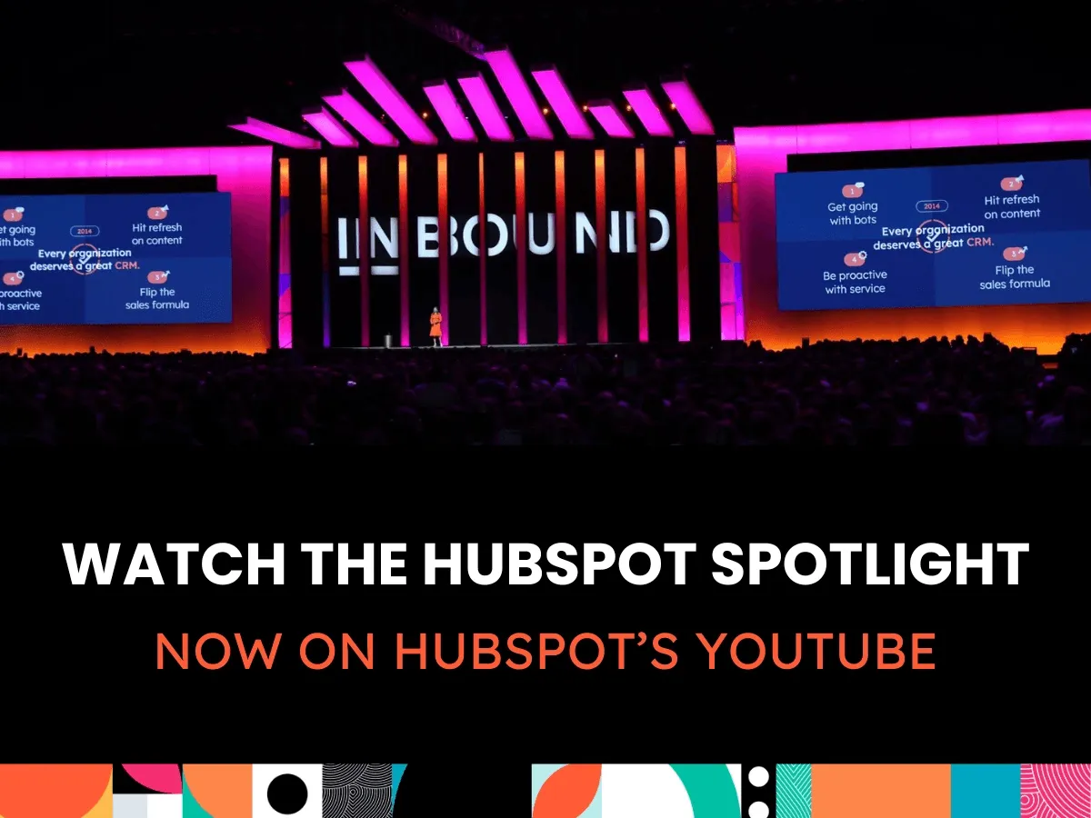 INBOUND event webinar page with vibrant visuals, multiple CTAs, and navigation for attendees, speakers, and sponsors.