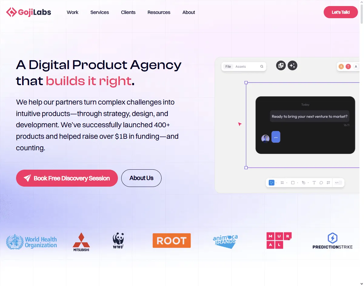 Goji Labs: trusted app UI design agency for startups looking to ship fast and smart