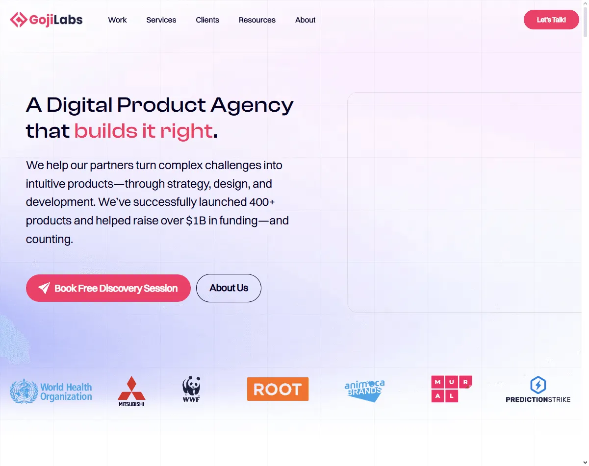 Goji Labs: one of the best virtual reality UX design agencies for MVPs and early-stage testing