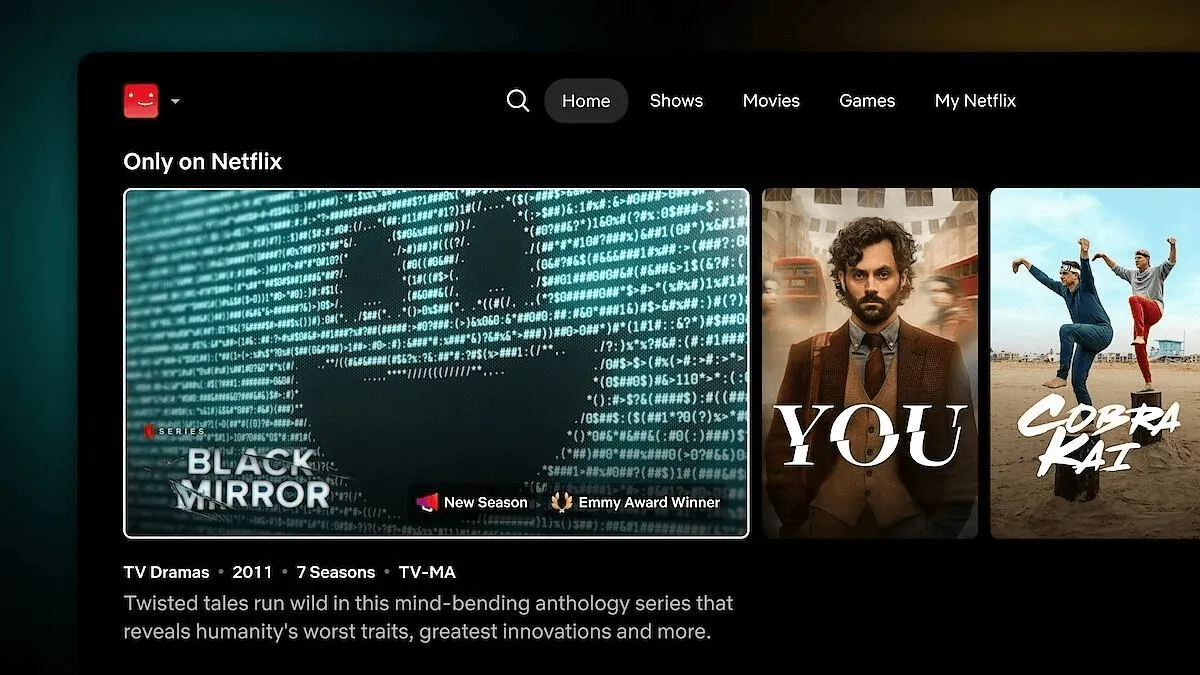 Netflix recommendations section with question-based prompts like “Top picks for you,” showing personalization in good UX writing examples.