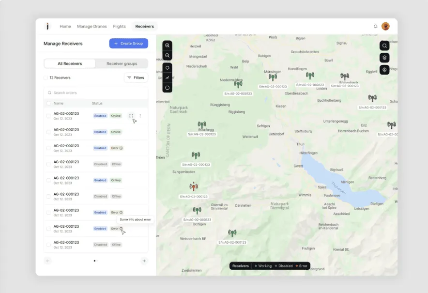 Maps are powerful UI tools—but only when designed with purpose. According to Eleken’s research, maps burdened with visual clutter, overlapping markers, and unclear layering are among the first features users dislike. As data grows (think real‑time tracking, satellite layers, multi‑category overlays), poor map interfaces don’t just confuse—they frustrate, slow down, and sometimes drive users away. On the other hand, clean map UIs that balance aesthetics, interactivity, and performance significantly improve user trust, understanding, and decision‑making.  In this post, you’ll see 7 map design examples  that illustrate what high‑quality map UI looks like: interactive tracking, data heavy overlays, layer controls, visual hierarchy, and responsive behavior. Also included are sections on why map UI matters and what makes map design exceptional, to help you assess and improve your own map experiences.    Why Map UI Matters?    Map UIs are not just decorative—users rely on them for spatial awareness, data visualization, and interactivity. Whether you’re tracking flights, mapping solar potential, managing agricultural health, or exploring satellite imagery, every marker, every layer, and every control cares.    Clarity for large datasets: When you have hundreds of points, overlapping, zoom, and clustering become essential. Without clarity, the map becomes noise.    User trust via control: Giving users toggles for layers, filtering, and simplified visuals helps them trust what they see, and trust your product.    Speed & responsiveness: Slow map load, laggy interactions, or delays in zoom/pan degrade user experience quickly—especially on mobile or with real‑time data.    Product professionalism: A polished map boosts credibility; messy or default map styles make everything feel unrefined.    Good map UI reduces cognitive load, helps users orient themselves, find what matters, and feel empowered—not overwhelmed.    5 Map Design Examples    INVOLI – Real‑Time Tracking Maps      INVOLI’s use case demands showing moving objects (drones, aircraft) in real time, without overwhelming users. They addressed this by using smart grouping (clustering) when many objects are close together, and revealing individual markers when zoomed in. Users can also toggle between all air traffic vs just their own devices.   Overlays such as coverage zones are shown in stylized form to clearly indicate detection vs non‑detection areas. Color coding (green/yellow/red) reflects status, simplifying comprehension. Importantly, status updates and movement are smooth—markers move or update without jarring jumps.   The hover/click on markers reveals details, but only when user demand suggests it, keeping the default view clean.    What makes it impressive?    Dynamic clustering & zoom‑aware detail: avoids clutter when zoomed out; reveals detail when user zooms in.    Layer toggles for control: users switch coverage layers and device visibility easily.    Clear status color encoding: green/yellow/red for health/status makes glance comprehension fast.    Smooth movement & real‑time updates: animation and transitions preserve spatial context.    Selective detail on demand: popups only when needed, maintaining minimal visual load.    Key takeaway: For real‑time tracking, balancing detail vs clarity with clustering + color + smooth motion matters critically.    Greenventory – Analytical Layered Maps      Greenventory helps cities plan green energy infrastructure. Their map shows base geography plus overlays like solar potential, wind farm locations, existing energy assets. Users can toggle layers, filter types, and explore data without losing map readability.   Labels and icons are chosen carefully: what matters (solar potential, powerlines) is visually stronger; minor roads or tertiary labels fade or disappear at certain zoom levels.   Also, map styling is modified so that overlays and data pop—the contrast between base map layers and data layers is intentional. Tools for sorting and filtering are placed in consistent UI panels so users don’t lose spatial orientation.    What makes it impressive?    Layered overlays with toggle tools: data layers for importance and context; user‑controlled filtering.    Zoom‑based visibility management: less relevant map features fade or hide as user zooms out.    Brand‑aligned styling: overlays contrast well; map base subdued to foreground data.    Filter UI is intuitive and non‑blocking: consistent panel placement.    Balancing map aesthetics with usability: avoids visual noise; focuses the user on actionable data.    Key takeaway: If you have many data layers, give users control through filtering & visibility; style accordingly to let data shine, not get lost.    Gamaya – Data Density Simplified      Gamaya visualizes complex agricultural data—from soil health to crop growth—often from satellite or drone imagery. The design challenge: showing many overlapping data points and heatmap‐style zones without overwhelming.   The solution includes color mapping that meaningfully distinguishes data types, filtering on attribute, and clustering or fading out less critical data at certain zoom levels. When users zoom in, information becomes more detailed, including clickable regions.   Visual distinction is maintained across data types to avoid misinterpretation. UI controls are kept minimal but accessible, letting users explore or hide various data sets. Performance is optimized so panning or zooming with large overlays remains smooth.    What makes it impressive?    Meaningful color mapping: different data types are distinguishable, intuitive.    Filtered visibility + toggle layers: users see what’s most relevant to their task.    Zoom‑sensitive detail reveal: more data appears as user zooms, preserving performance.    Smooth interactions even with large overlays: pan/zoom performance preserved.    Consistent visual style across layers: helps users compare without confusion.    Key takeaway: In data‑dense maps, layering + filtering + color mapping + performance ensure usable, informative visuals.    Astraea – Customizable Maps with Hidden Complexity      Astraea’s map UI tackles complexity by letting users hide or show the side‑menu to focus on map space, offering clean interface surfaces. Users can sort or toggle map layers via an easily accessible filter panel.   The UI style is kept minimal so that the map and data overlays are the focus; non‑essential UI chrome fades or hides. Timeline features in some overlays allow users to explore temporal data (past/predicted).   Color coding is used deliberately to highlight differences. Also, user control over view style, and pretty good responsiveness across zoom levels, ensure that as users scale view, the performance and clarity hold up.    What makes it impressive?    Toggleable UI chrome (menu hiding): gives user control to focus on map when needed.    Timeline or temporal overlays: users can visualize change over time.    Minimalistic interface with filtered layers: avoids clutter, lets data stand out.    Responsive zoom behaviors: maintains clarity across scales.    User control + sort/filter panels: easily accessible, keeps map usable even when data complex.    Key takeaway: Complexity doesn’t have to be visible by default; letting users control map UI and hiding unnecessary elements increases clarity and satisfaction.    ReVeal – Exploratory Maps with Dense Data      ReVeal is one of Eleken’s clients where map is central: exploratory visualizations, dense data, often many overlapping markers. Their design uses clustering, dynamic filtering, hover states, and careful layering.   The interface ensures that as users zoom or pan, data density is rendered appropriately; tooltips / info panels open without hiding the map.   The control panels are accessible but not obtrusive, often collapsible or hidden until needed.    What makes it impressive?    Dynamic clustering to reduce clutter.    Hover / interaction states that reveal info without fully blocking view.    Layer + filter management that remains accessible and non‑intrusive.    Performance‑aware rendering even with many map objects.    Consistent visual design across layers for coherence.    Key takeaway: In maps for exploration or data discovery, UX relies on balance: visible data + clean view + smooth interaction.    Conclusion  From INVOLI’s real‑time tracking to ReVeal and Greenventory’s layered data insights, these 7 map UI examples show how thoughtful map design can turn complexity into clarity. Key elements: control over layers, clean styling, responsiveness, minimal but effective interactivity.  At Bricx, we help design map experiences that perform wonderfully, feel intuitive, and look polished. Book a call with us, and let’s map out UX your users will love.