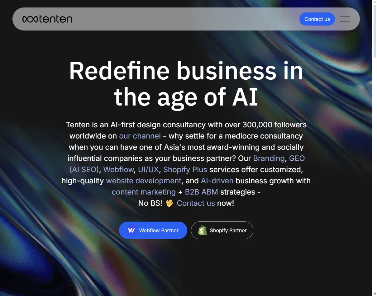Tenten Creative: branding-led studio listed among the best edtech UX agencies for no-code EdTech websites and Webflow experiences