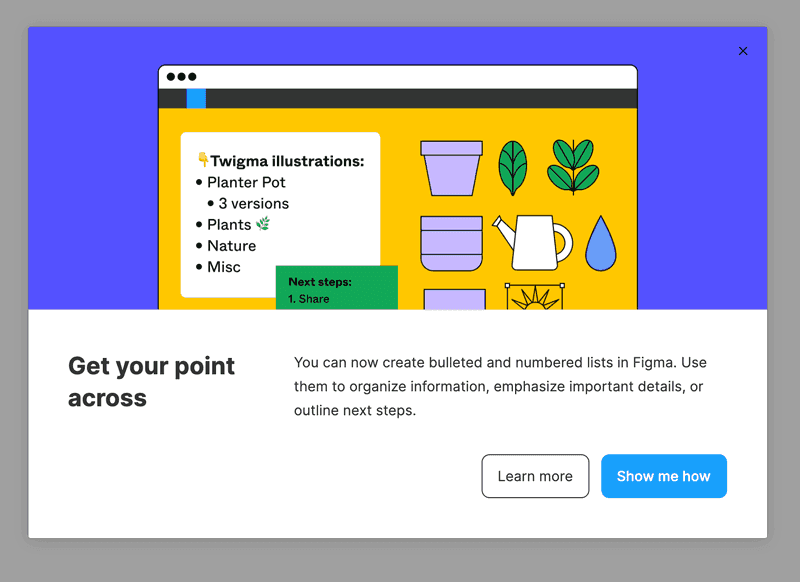 Figma's Feature Launch Modal