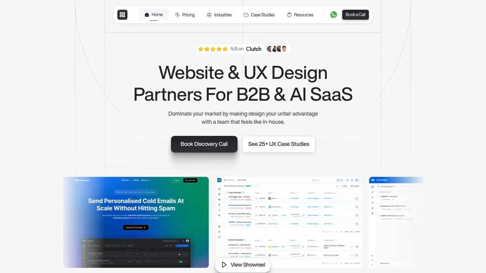 Bricx website showcasing their design work for B2B and AI SaaS companies.