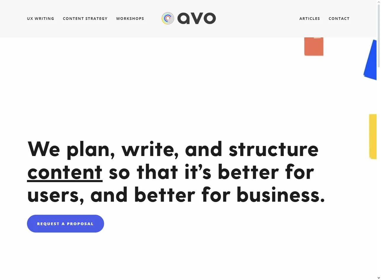 AVO Agency: one of the best UX copywriting design agencies with strategic messaging systems