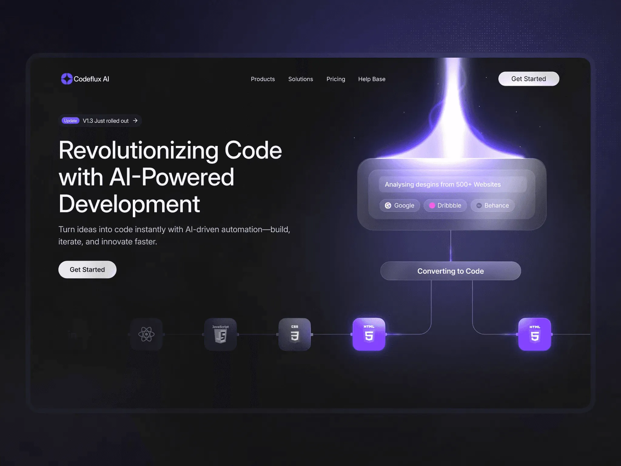 Codeflux AI's Web Layout