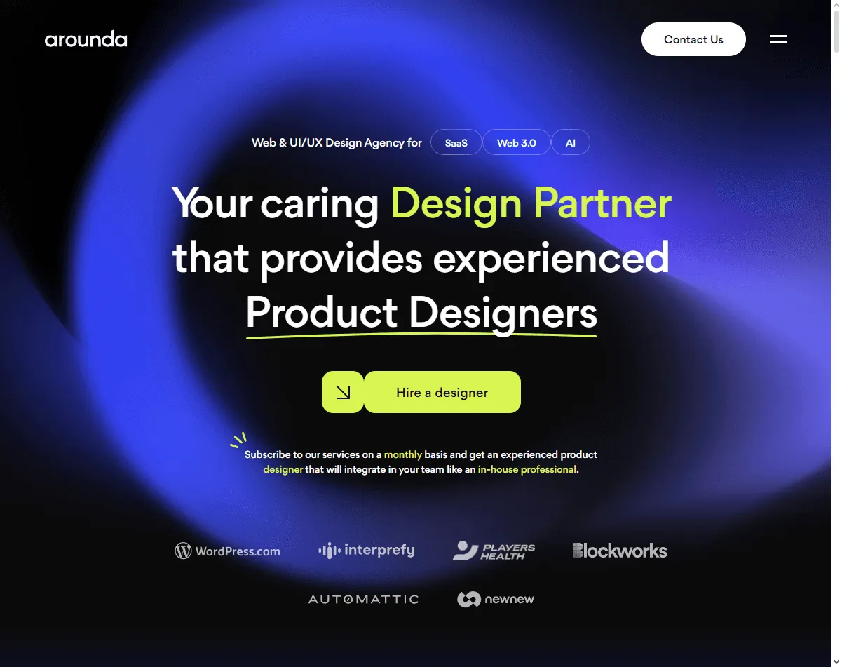 Arounda: one of the best augmented reality UI design agencies with bold design systems
