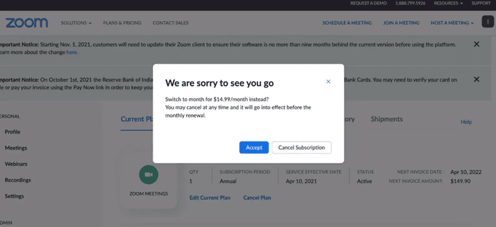 Zoom's Cancellation Flow