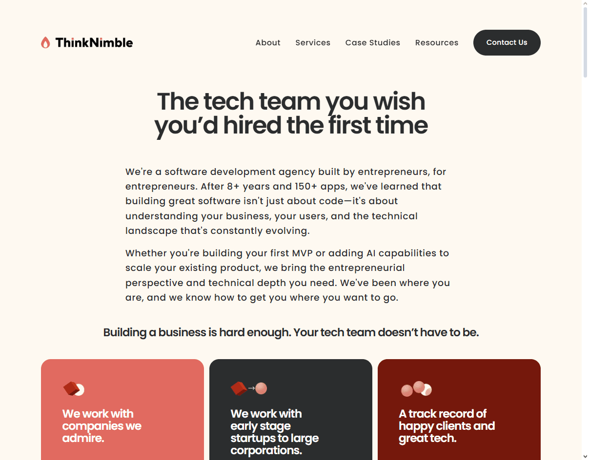 ThinkNimble – UX and engineering agency for compliance-driven aerospace SaaS and internal tools.