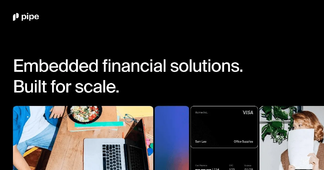 Pipe SaaS finance website with minimalist layout explaining revenue trading model for SaaS companies.