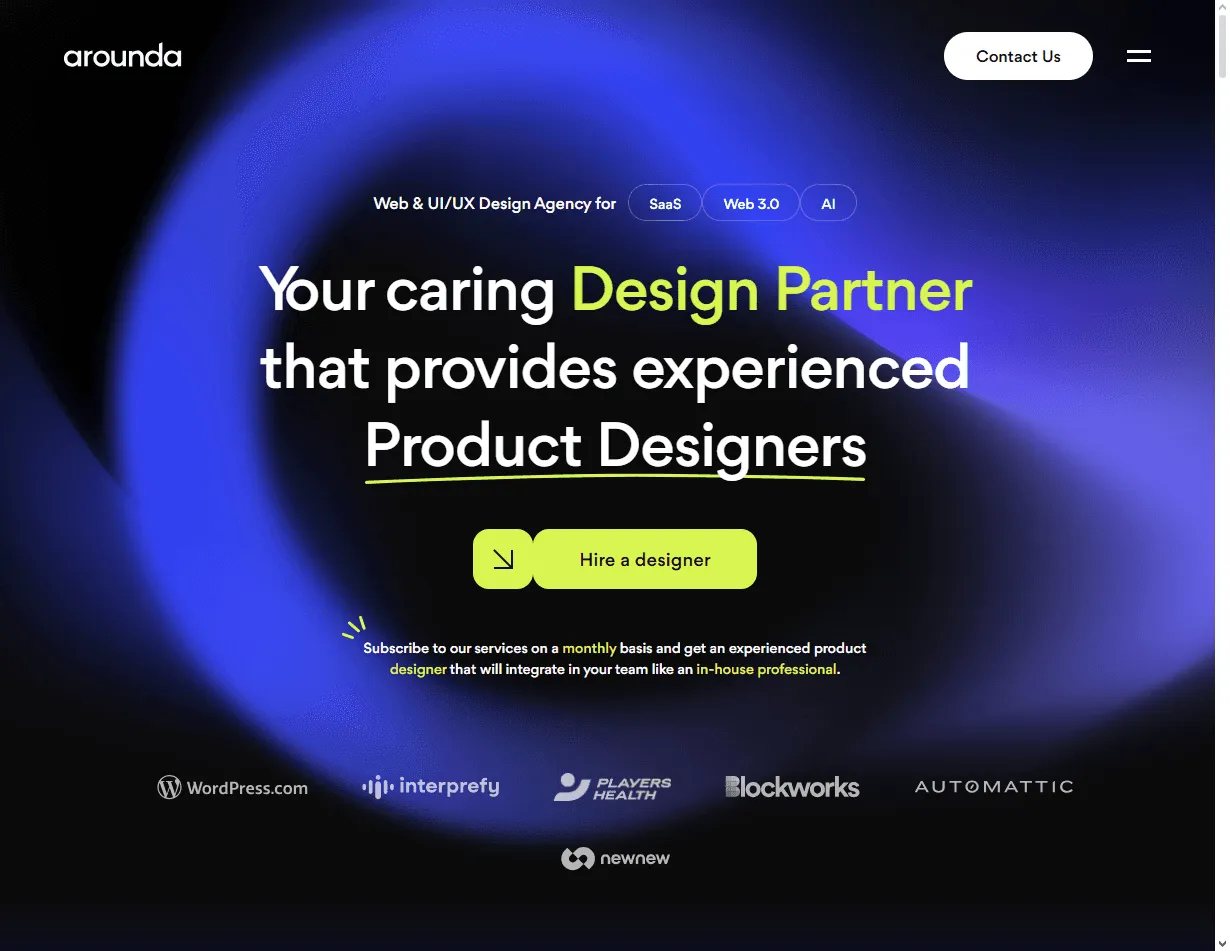 Arounda: product design studio among the best analytics dashboard design agencies with a focus on growth metrics