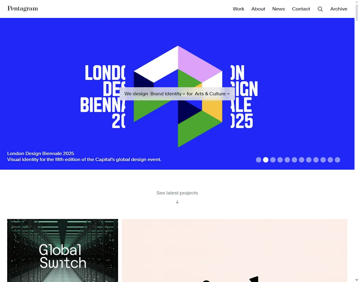Pentagram: one of the best interface animation design agencies combining branding and animation