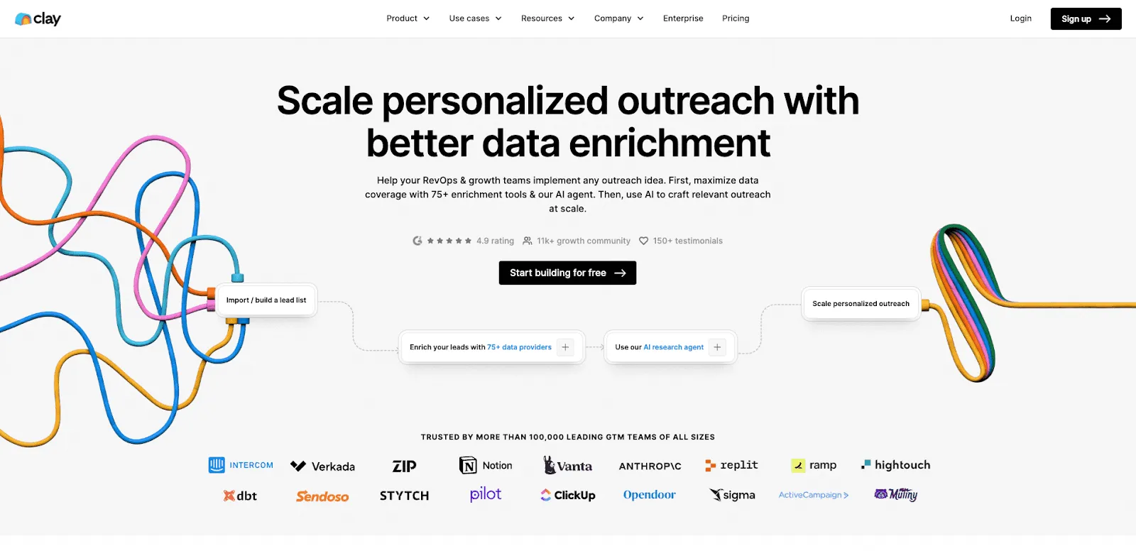 Clay AI - one of the top startup website examples